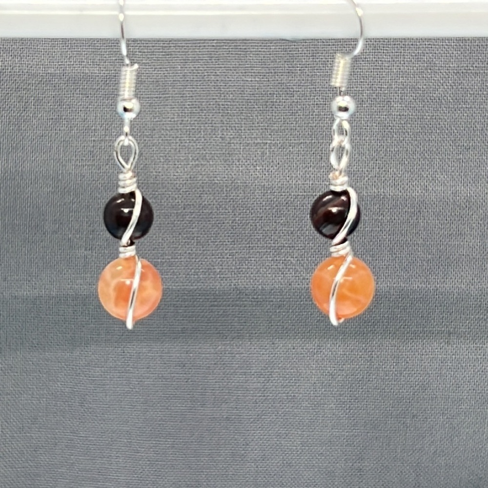 22004 Dragon vein and bronzite earrings